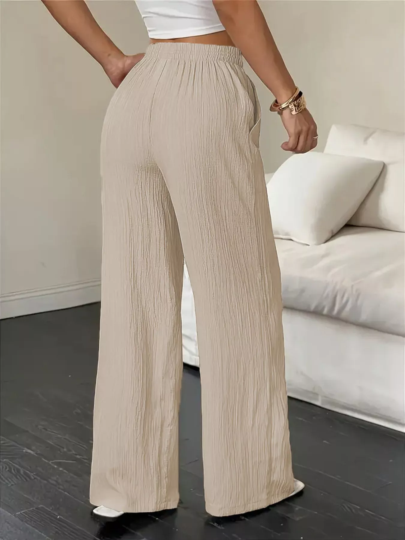Wide Leg Pants with Drawstring - Image 2