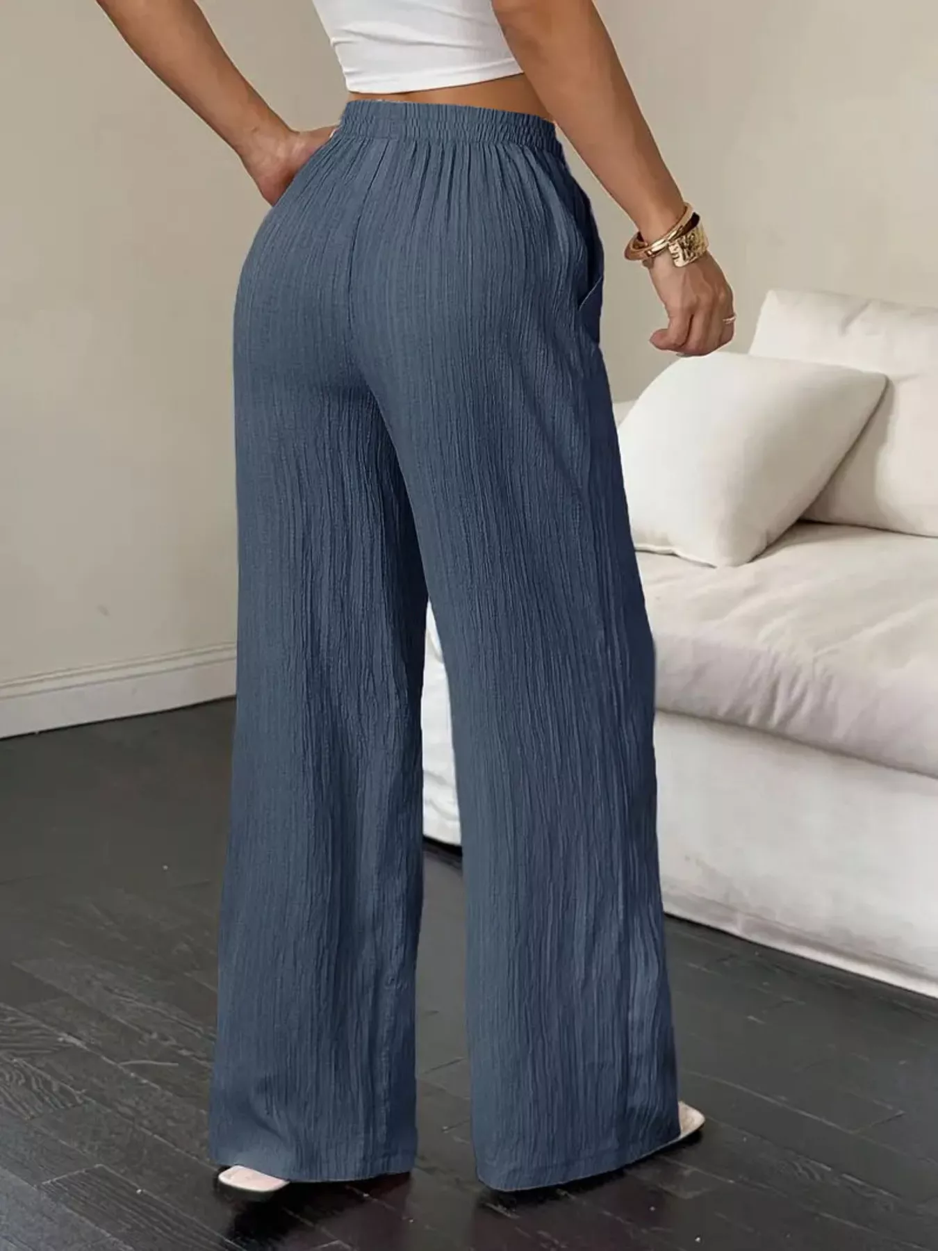 Wide Leg Pants with Drawstring - Image 7