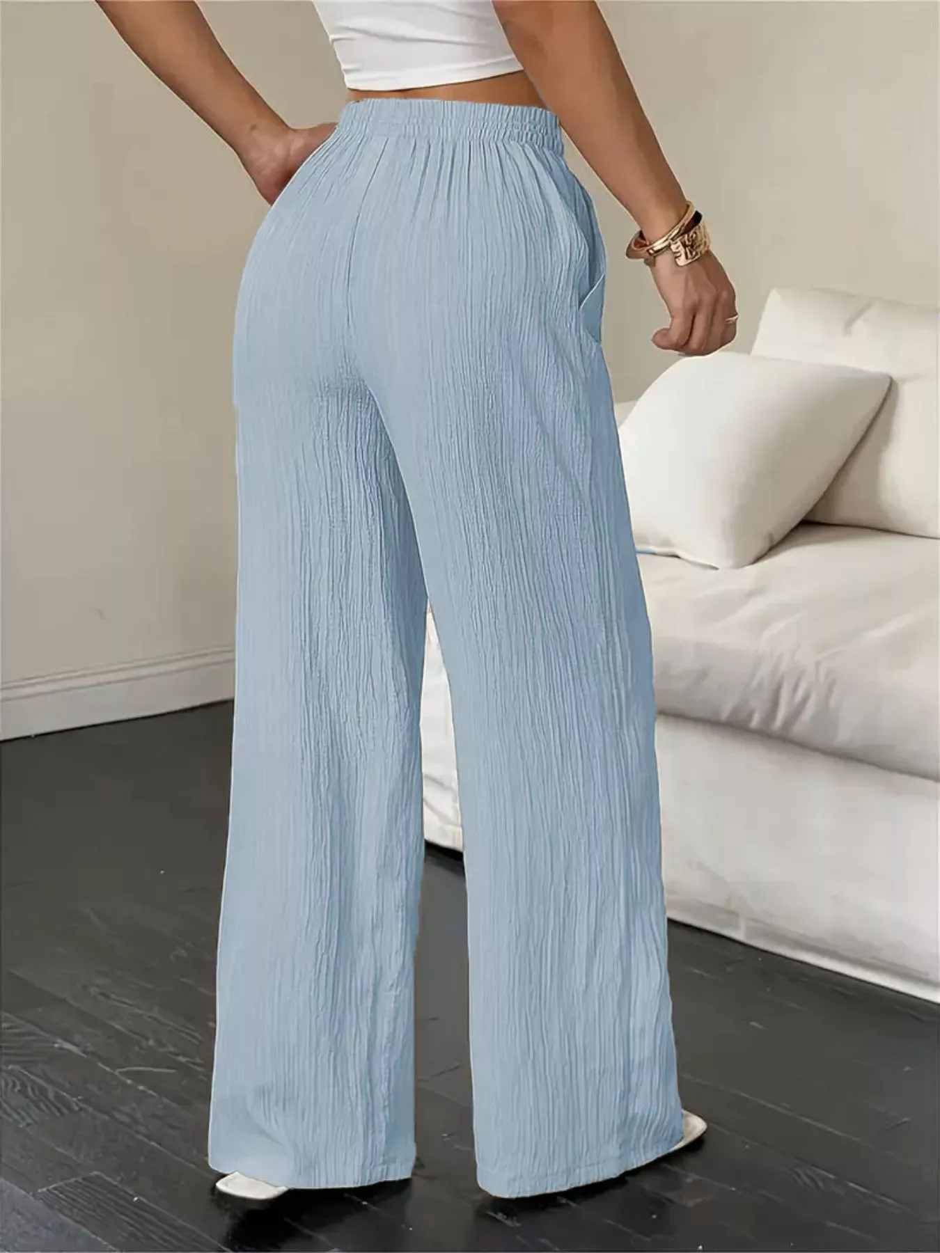Wide Leg Pants with Drawstring - Image 9