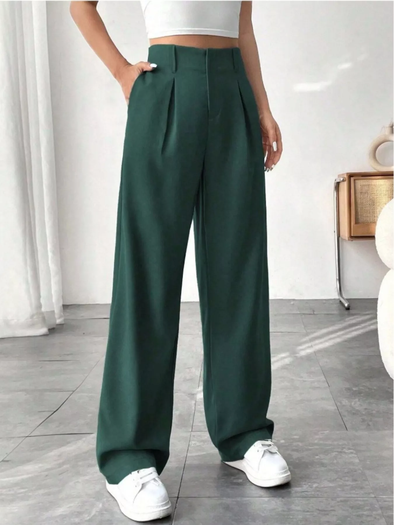 Wide Leg Pleated Pants - Image 17