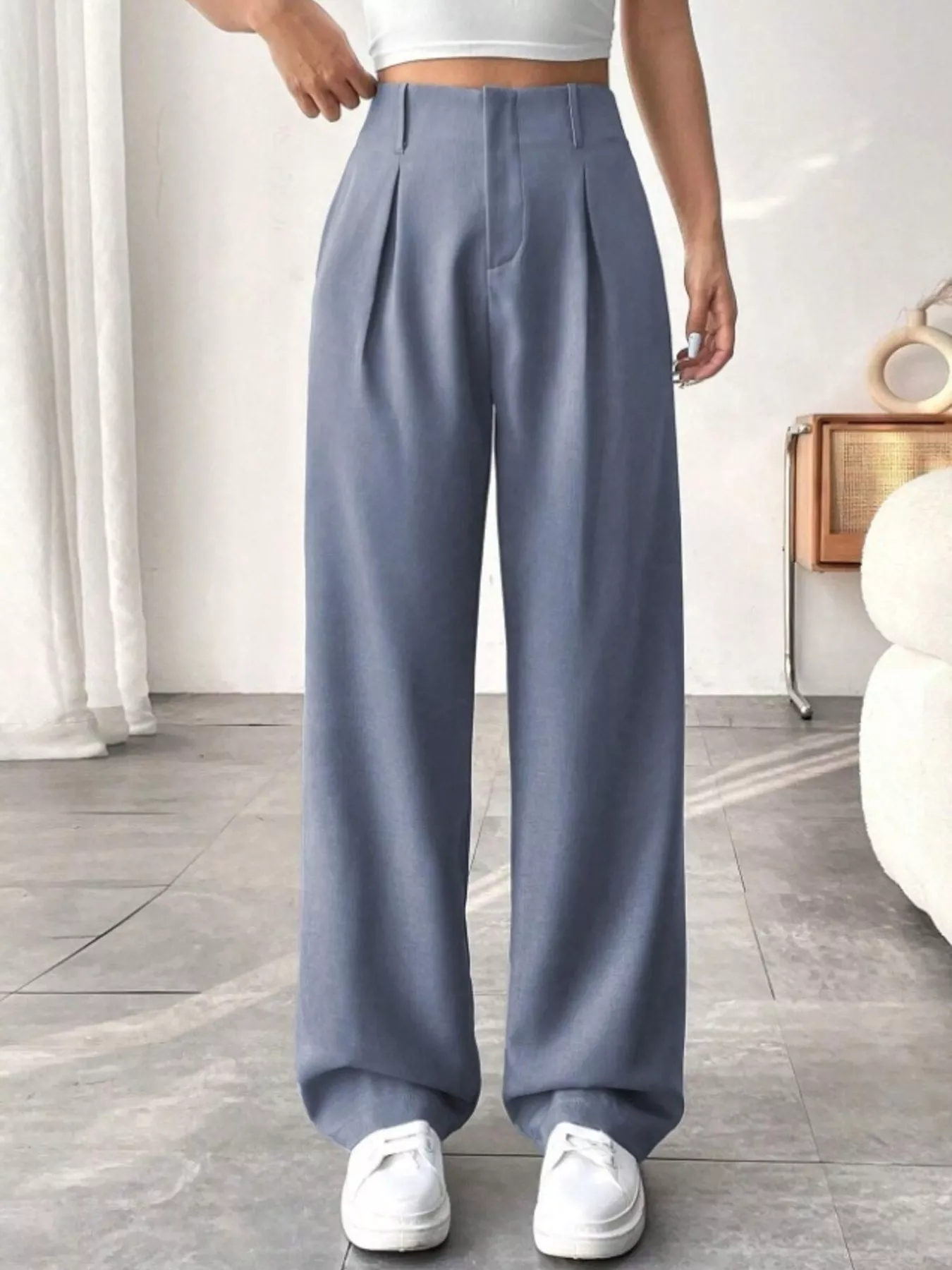 Wide Leg Pleated Pants - Image 19
