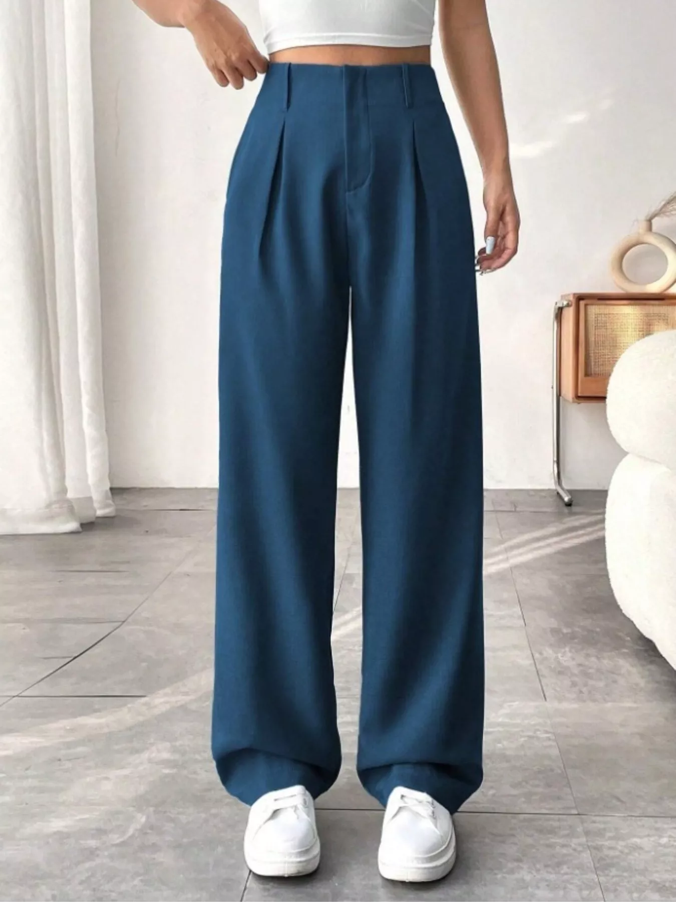 Wide Leg Pleated Pants - Image 21