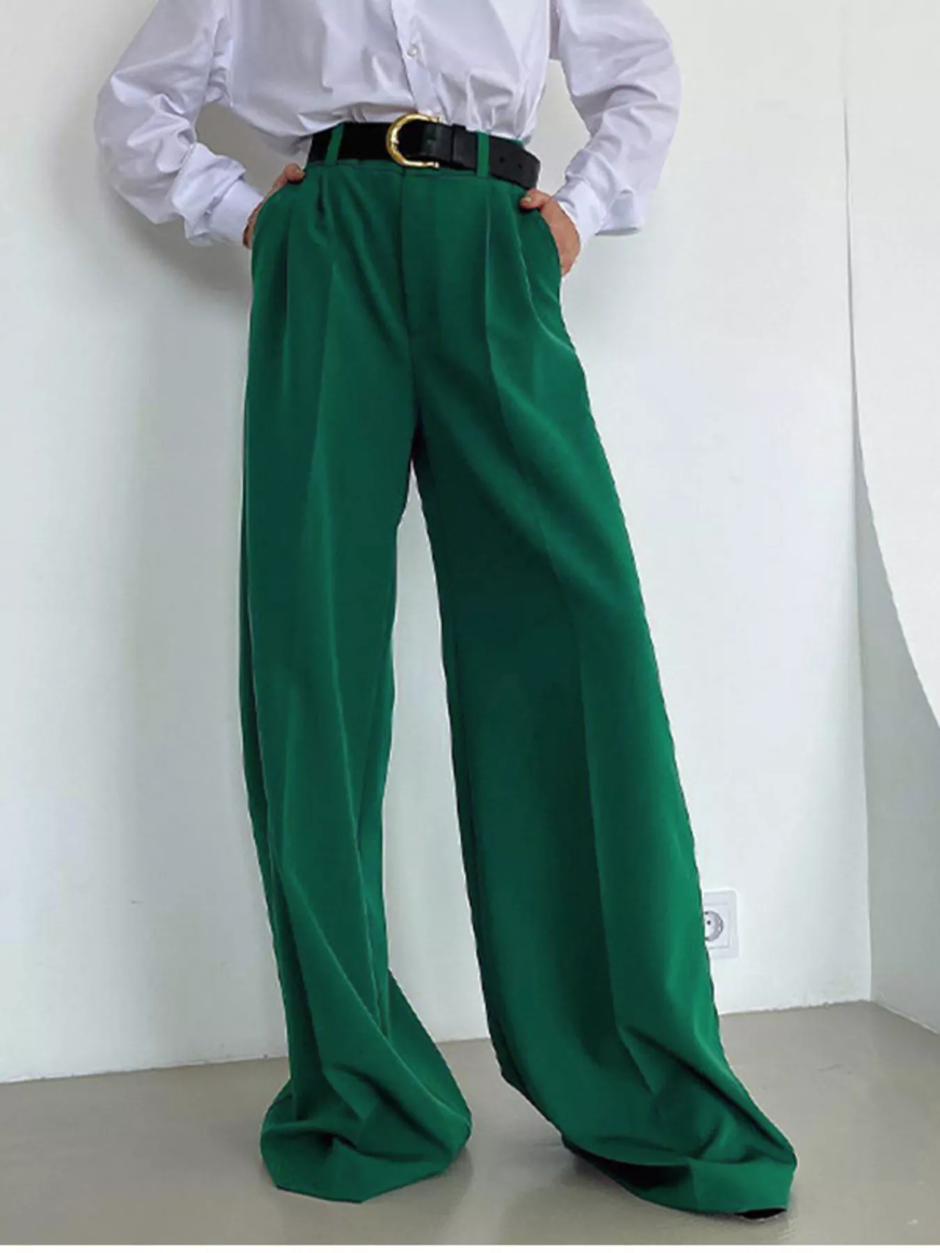 Wide Leg Pleated Pants - Image 16