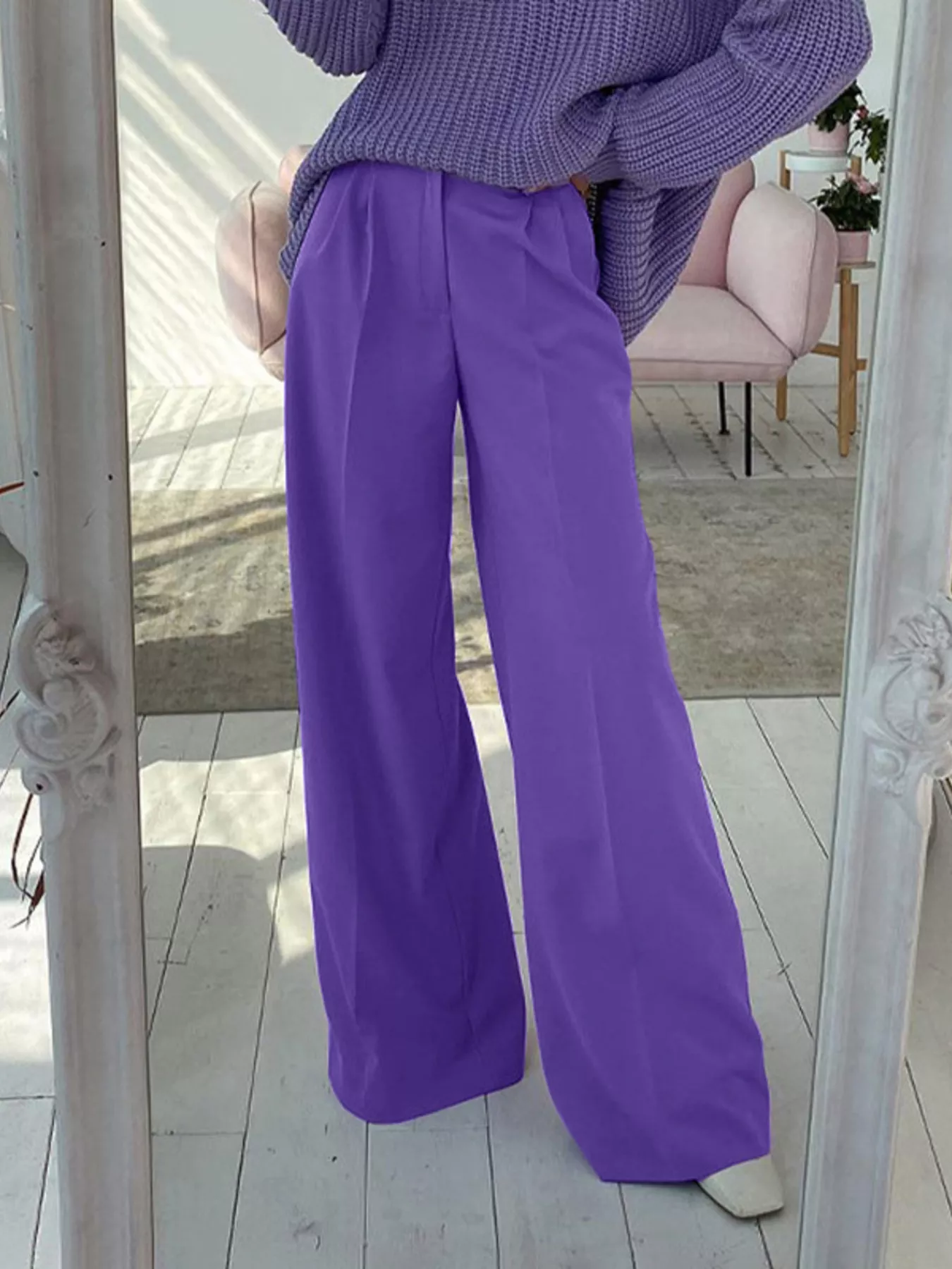 Wide Leg Pleated Pants - Image 6
