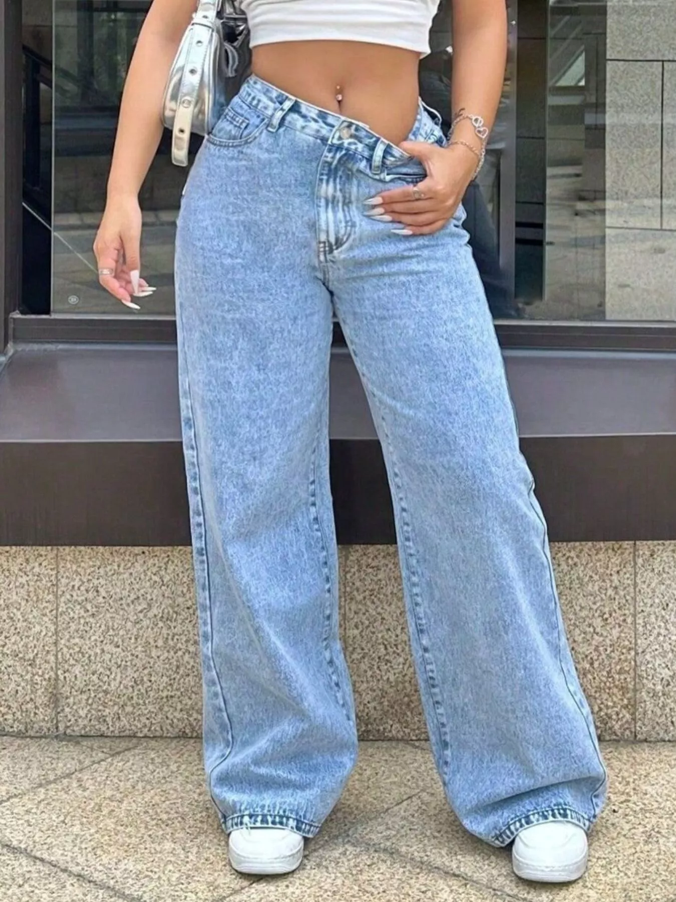 Wide Leg Wash Jeans - Image 4