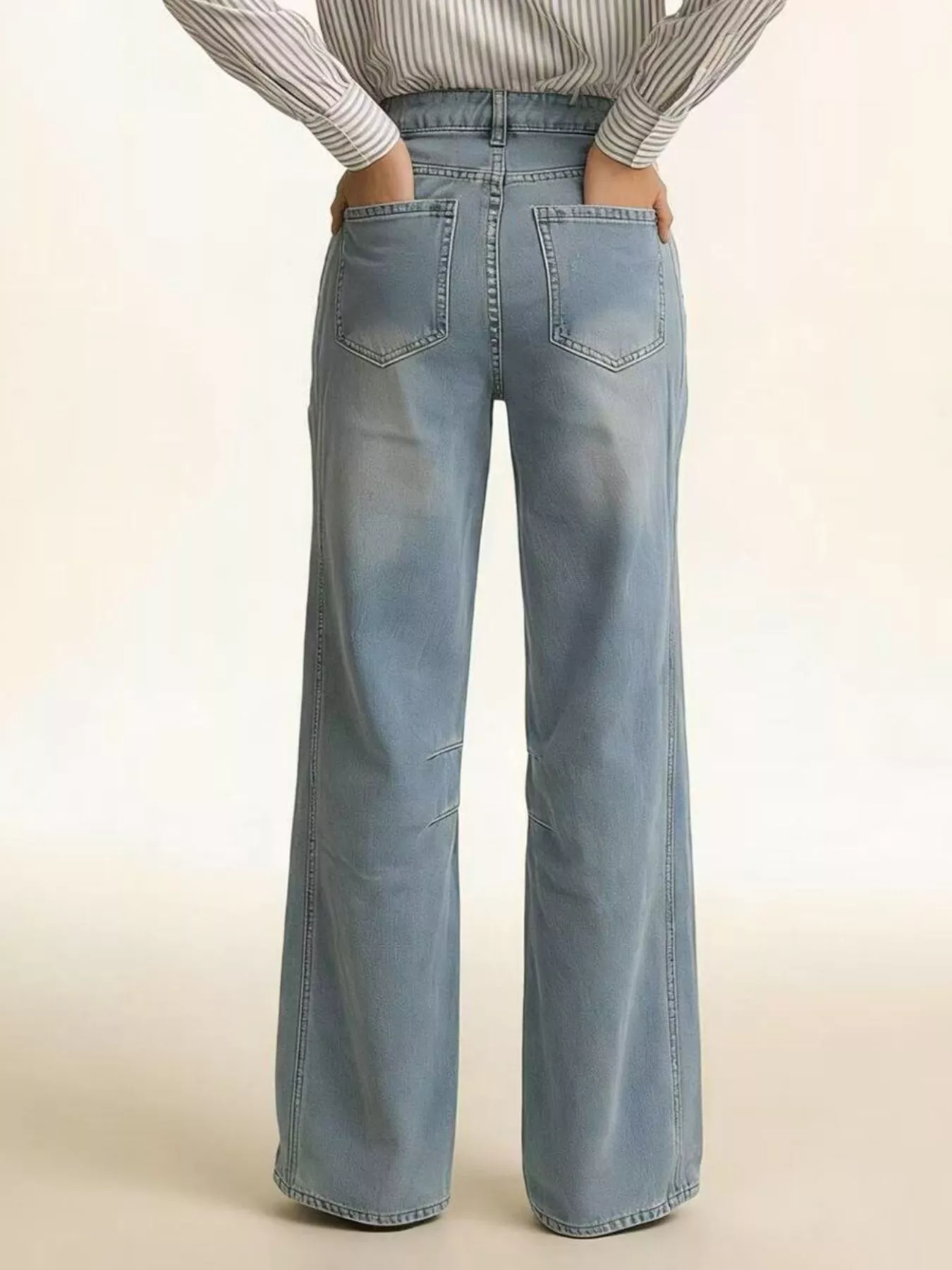 Wide Leg Wash Jeans - Image 10