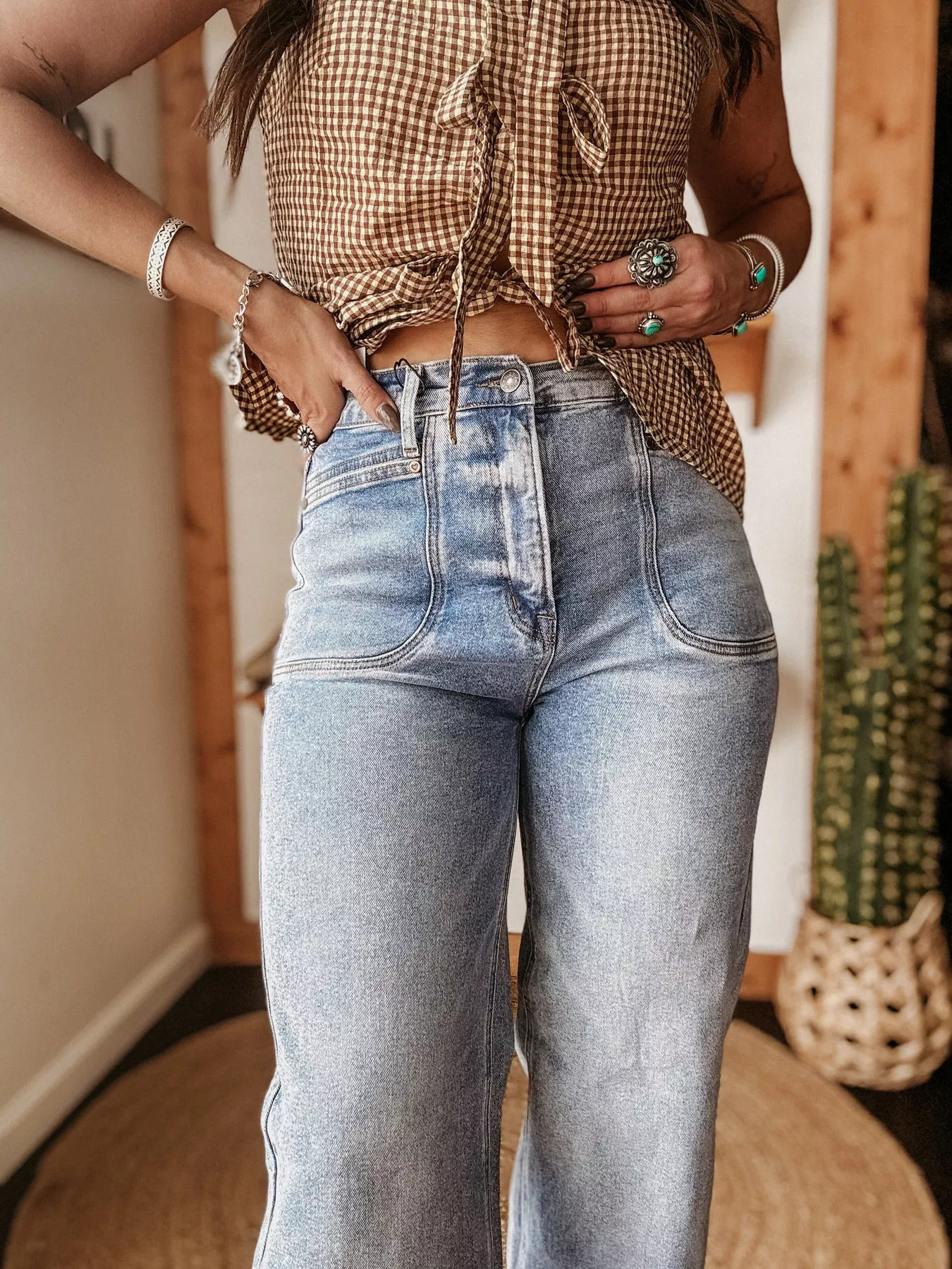 Wide Leg Wash Jeans - Image 3