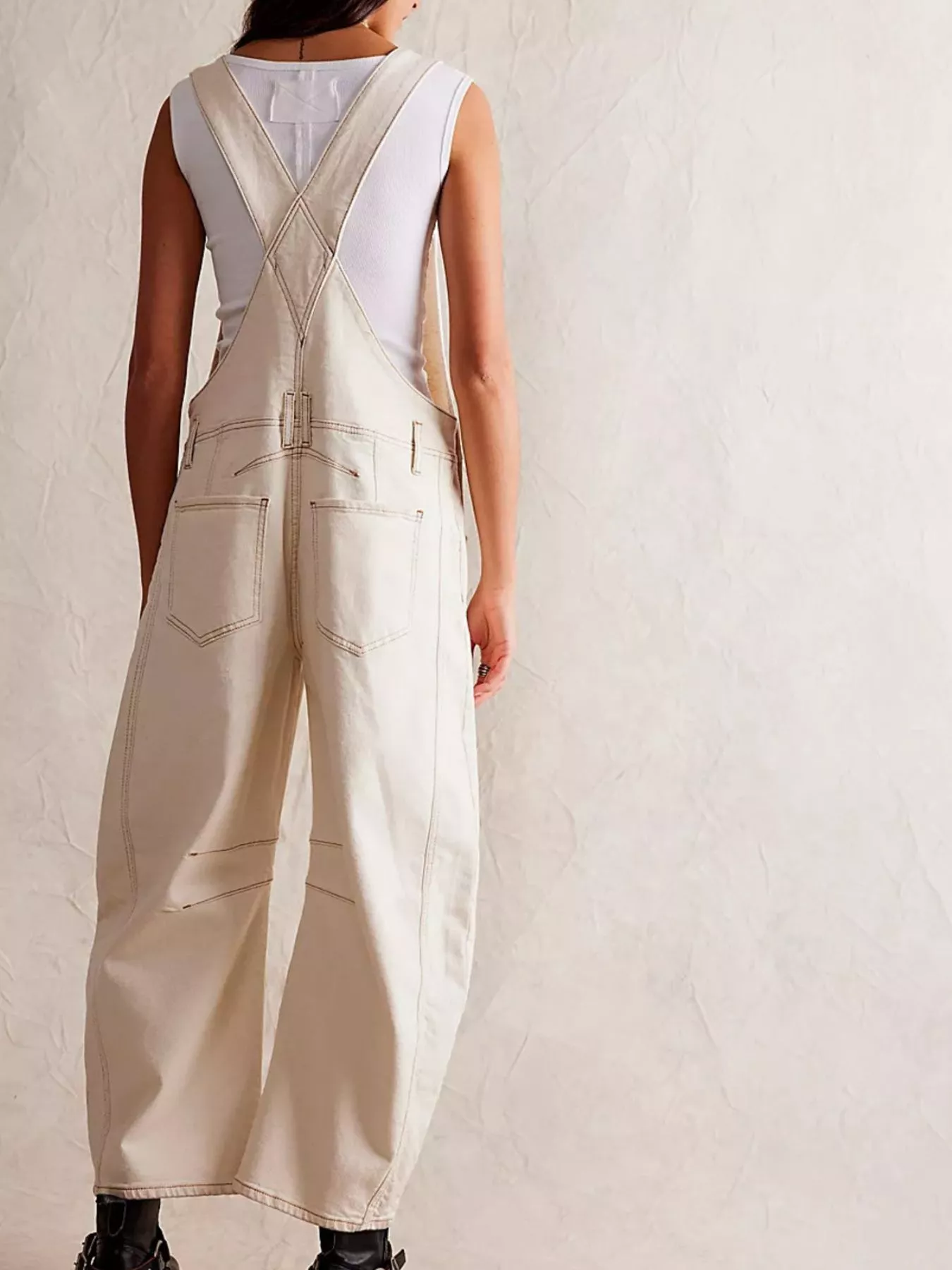 Wide Strap Wide Leg Denim Overalls - Image 17
