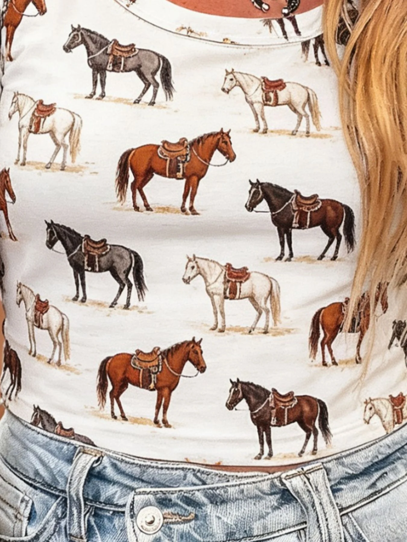 Wild West Horse Print Short Sleeve T-Shirt - Image 2