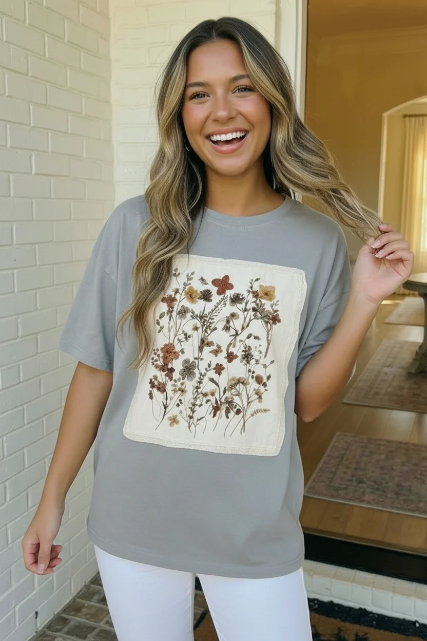 Wildflower Patch Oversized Graphic Tee - Image 4