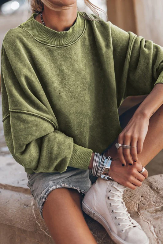 Women Drop Shoulder Crew Neck Pullover Sweatshirt - Image 10