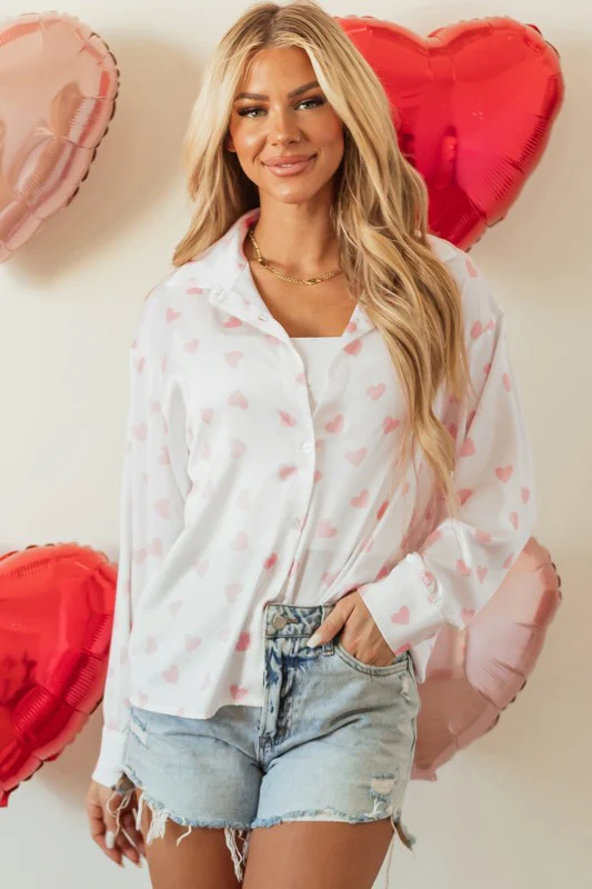 Women Love Print Drop Shoulder Puff Sleeve Blouse - Image 6