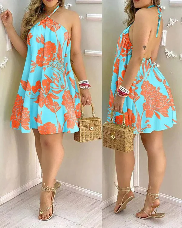 Women Printed Mid Length Open Back Dress - Image 17