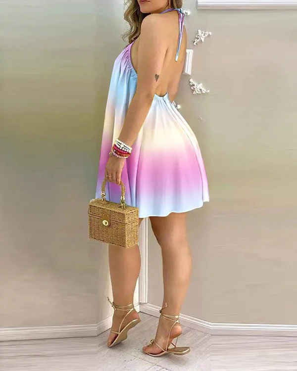 Women Printed Mid Length Open Back Dress - Image 8