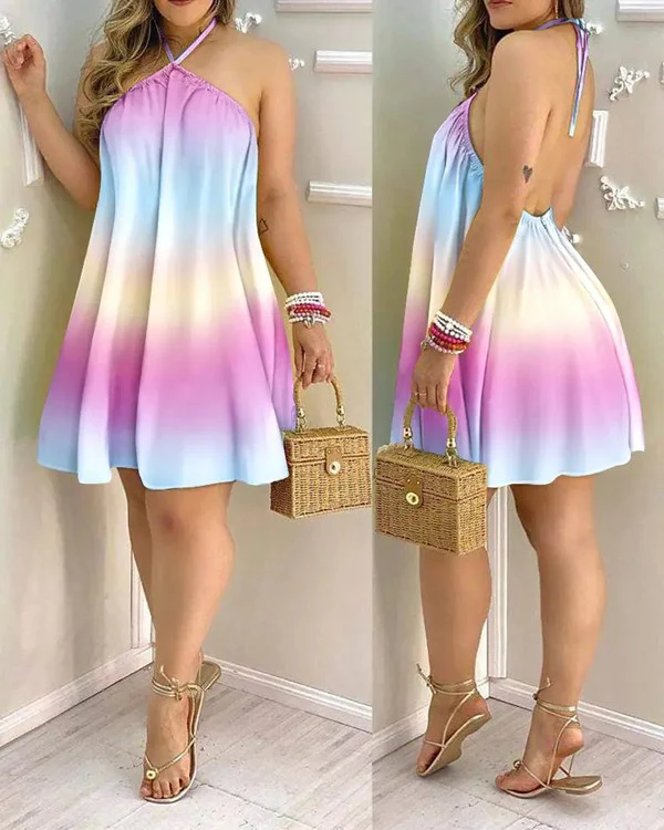 Women Printed Mid Length Open Back Dress - Image 9