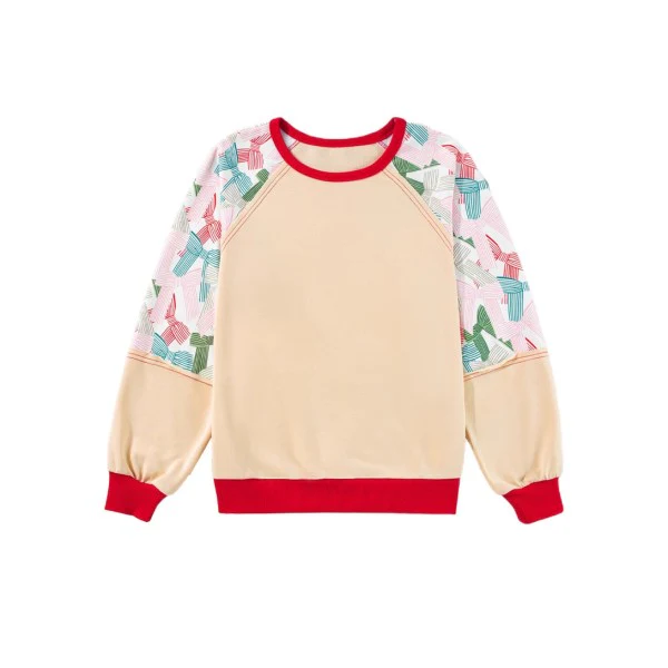 Women Printed Patchwork Raglan Sleeve Sweatshirts - Image 7