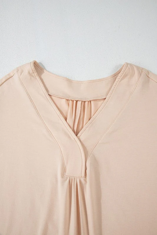 Women Puff Sleeve Patchwork V Neck Sweatshirts - Image 8