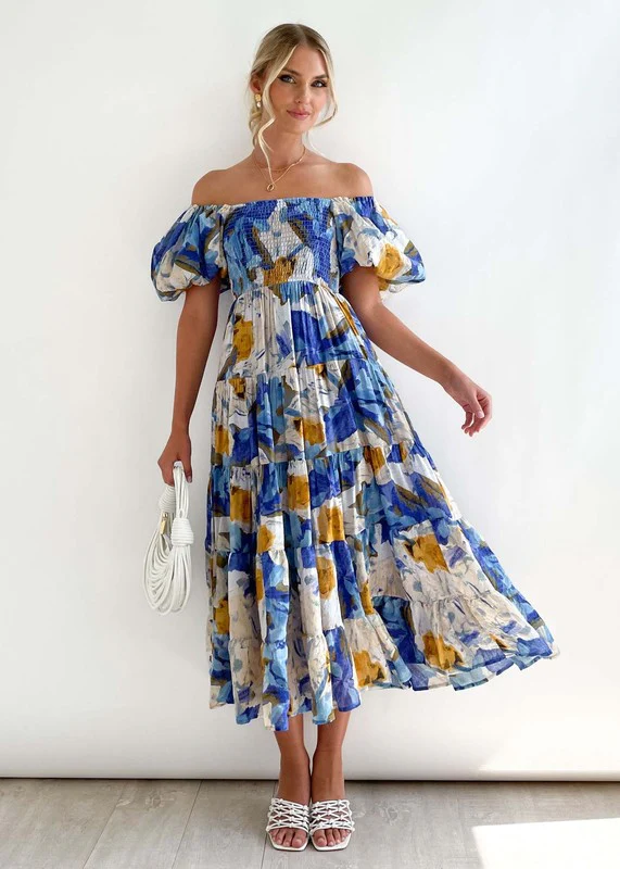 Women's Dress Off Shoulder High Waist Dress - Image 2