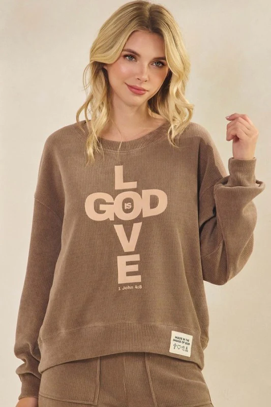 Women's God Is Love Corduroy Graphic Sweatshirt - Image 6