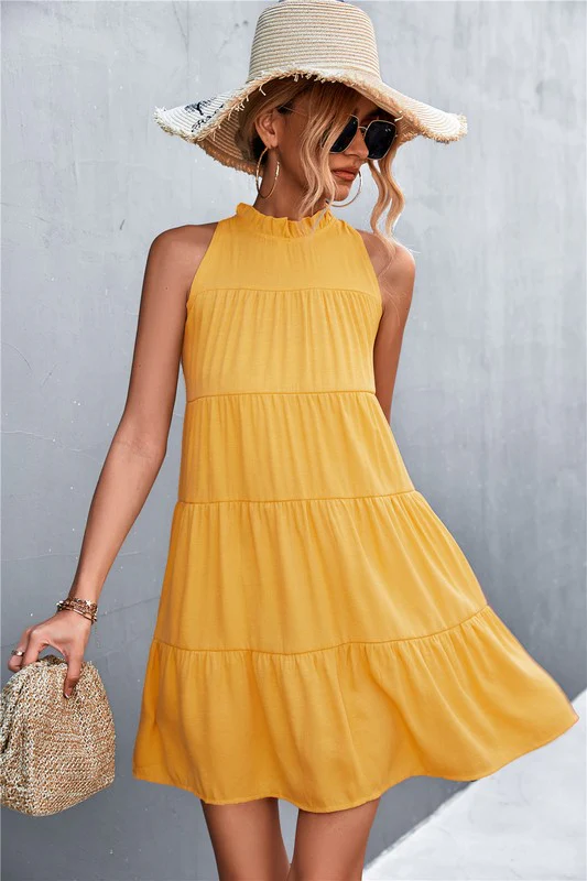 Women's Sleeveless Halter Dress A-line Dress - Image 3