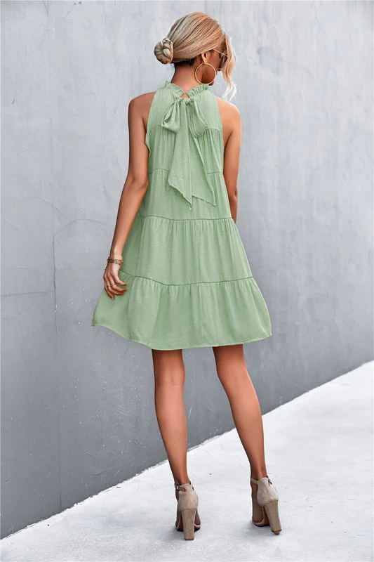 Women's Sleeveless Halter Dress A-line Dress - Image 7