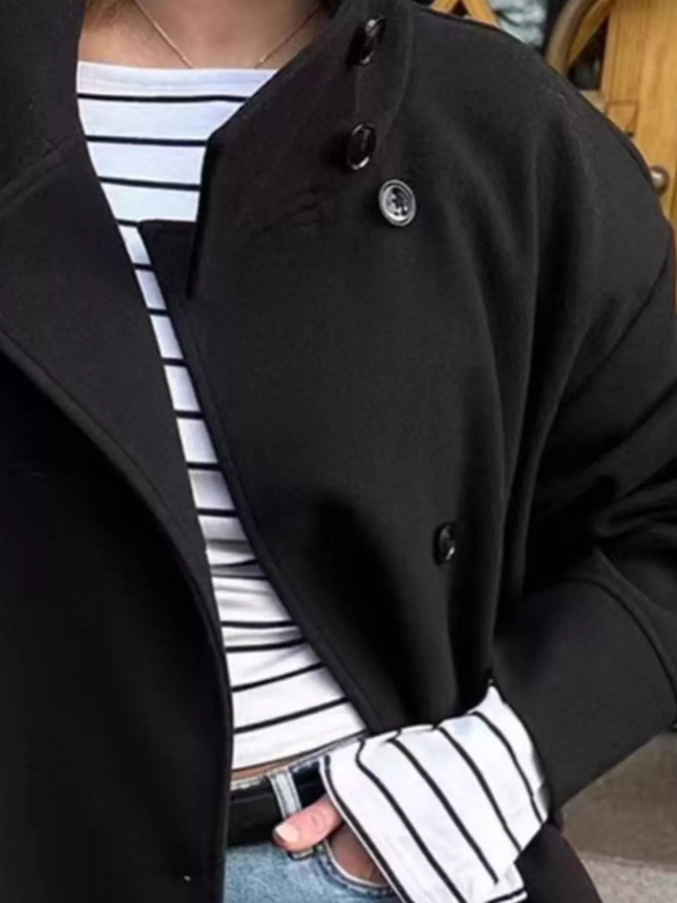 Wool Blend Long Sleeve Outerwear - Image 5