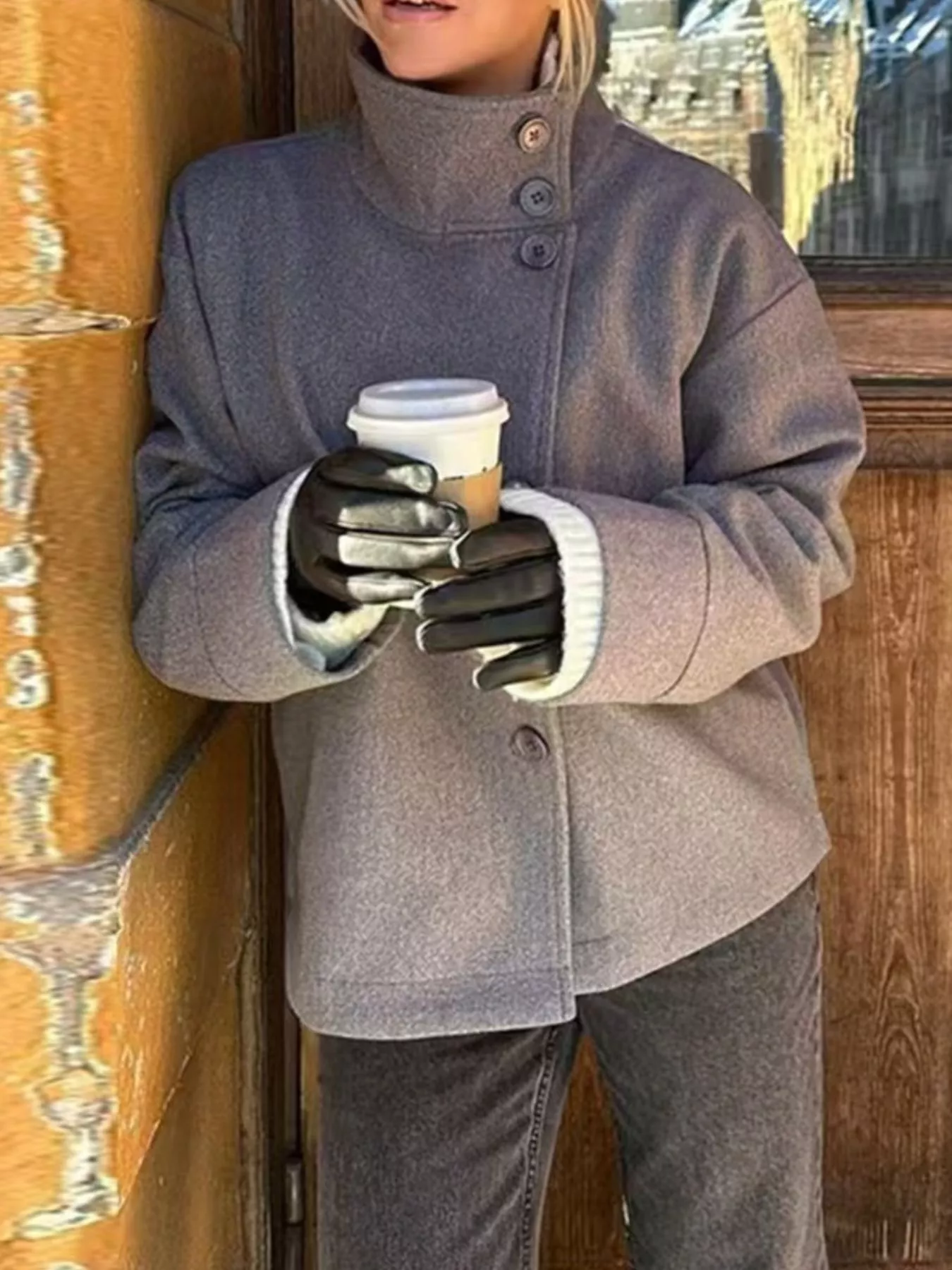 Wool Blend Long Sleeve Outerwear - Image 7