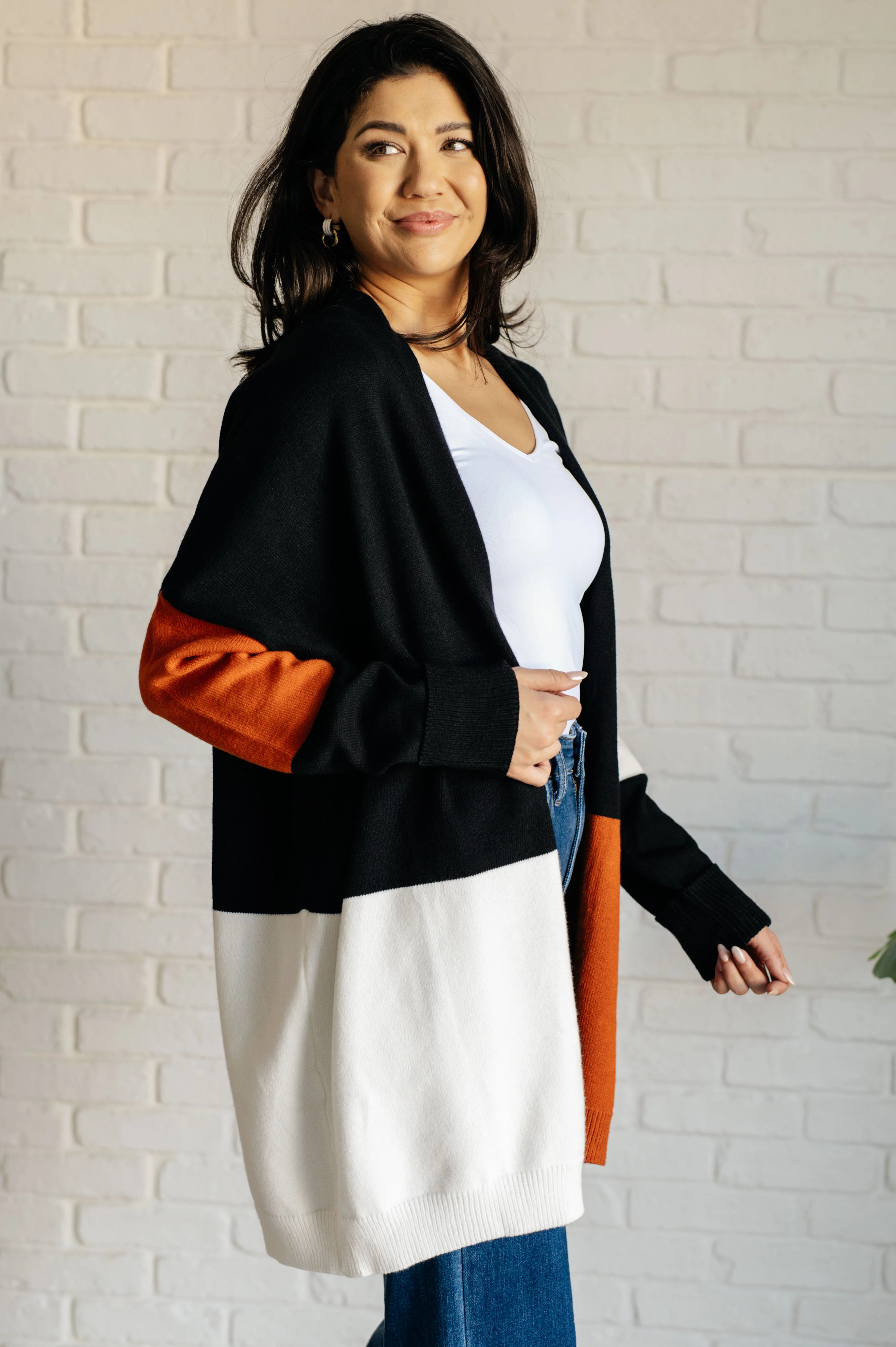 Writer's Block Color Block Open Front Cardigan - Image 6
