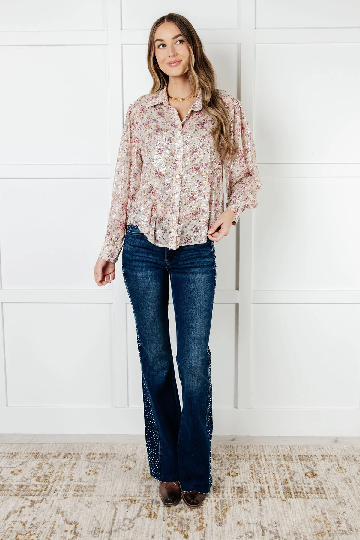 You and I Connect Floral Button Up Blouse - Image 5