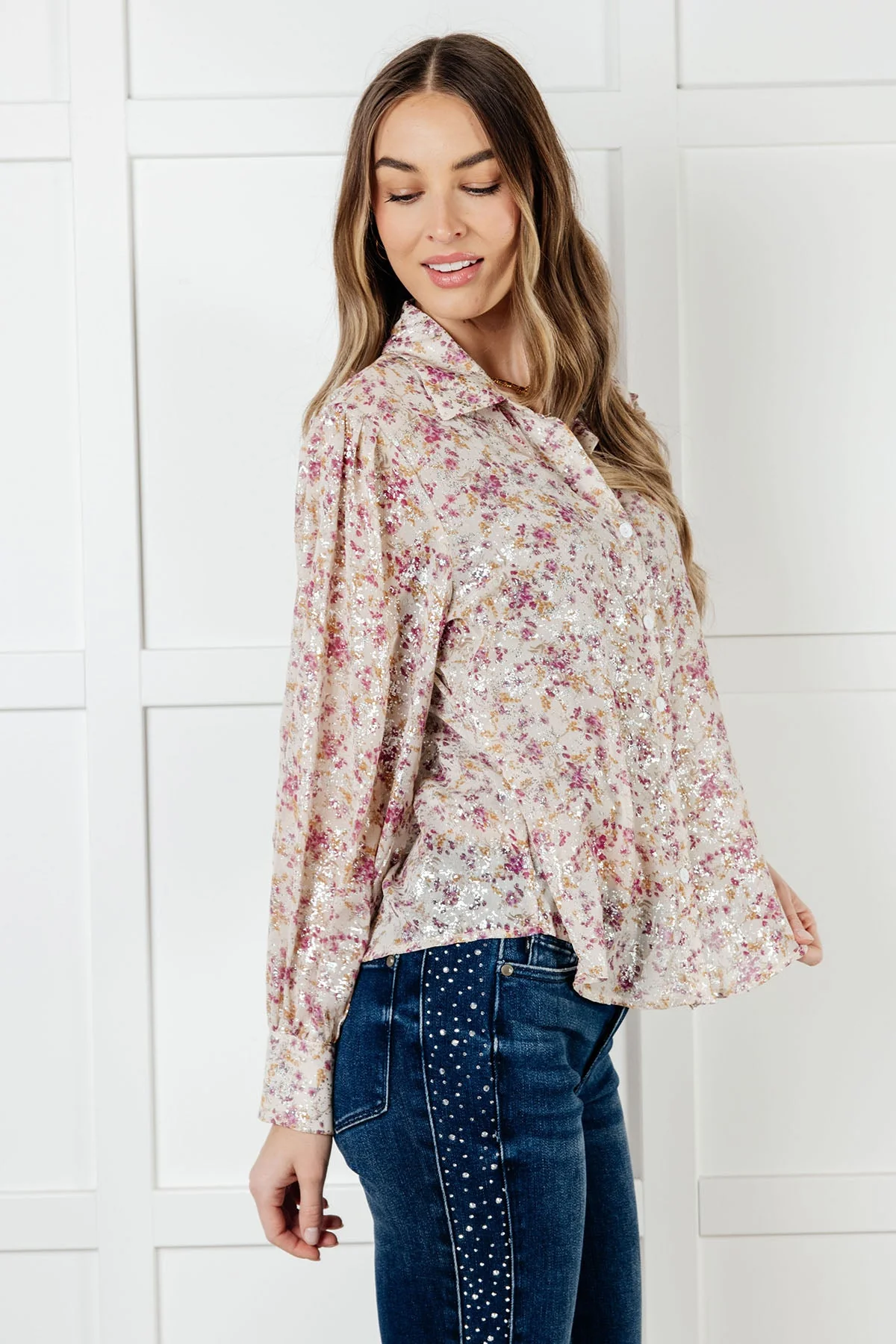 You and I Connect Floral Button Up Blouse - Image 8