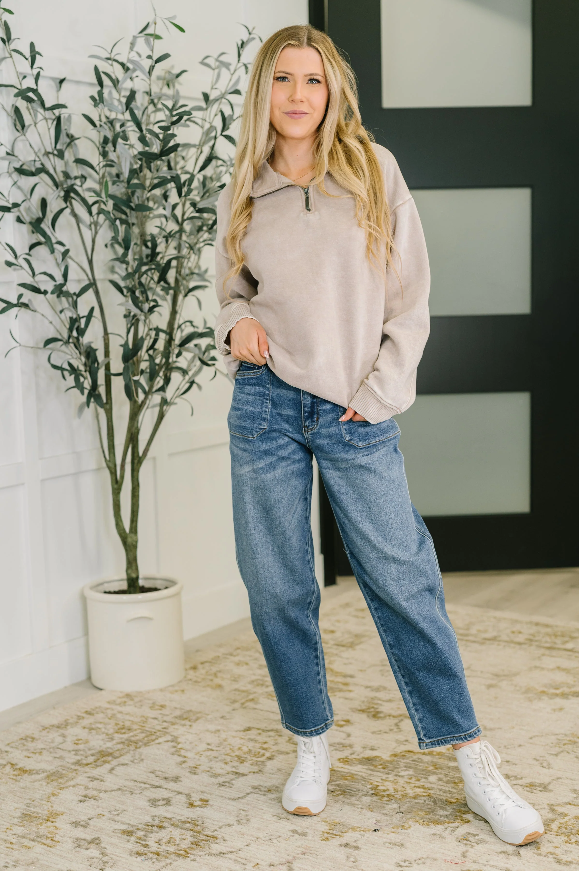 You Should Know Half Zip Pullover in Ash Mocha - Image 3