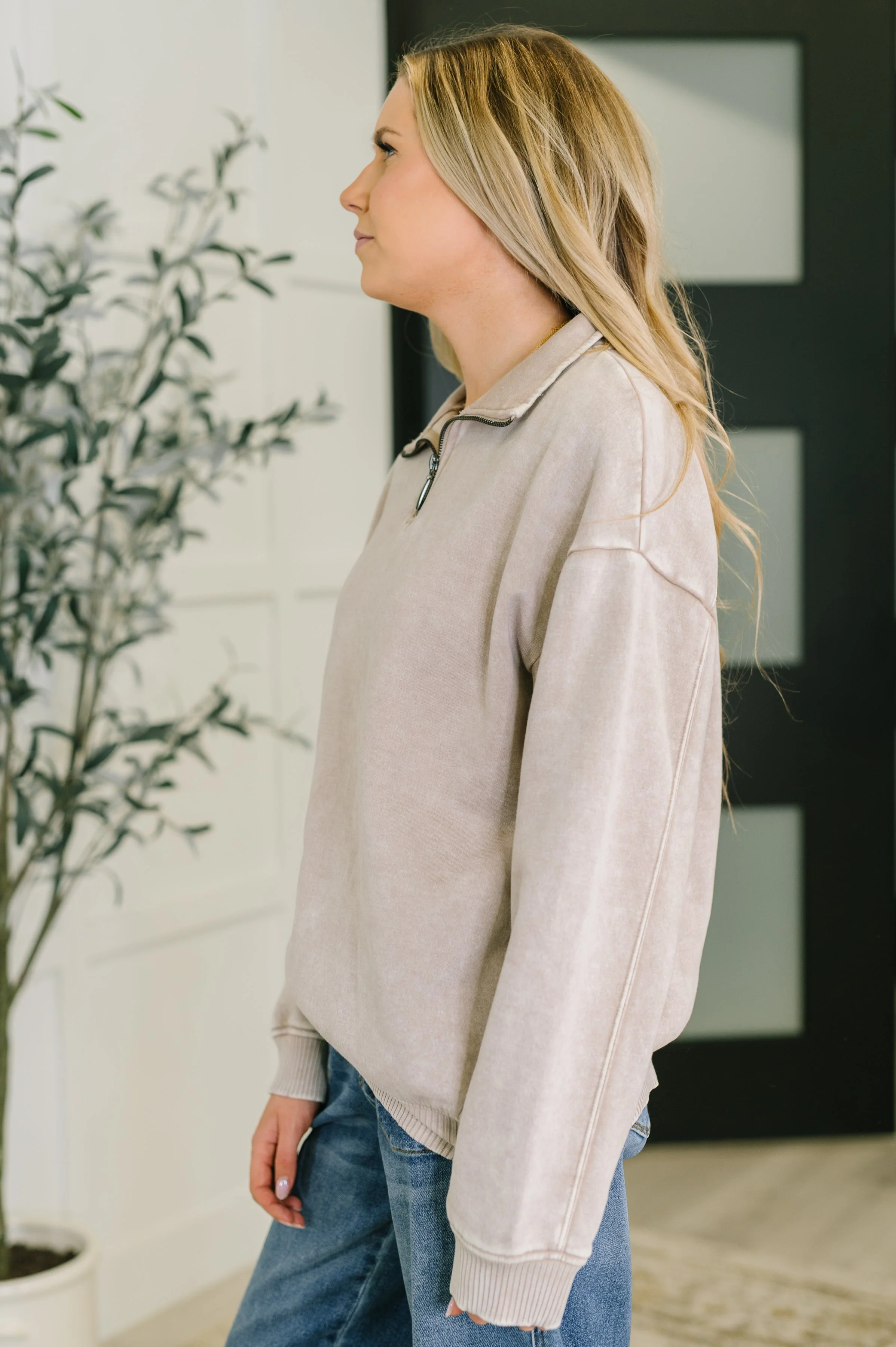 You Should Know Half Zip Pullover in Ash Mocha - Image 4