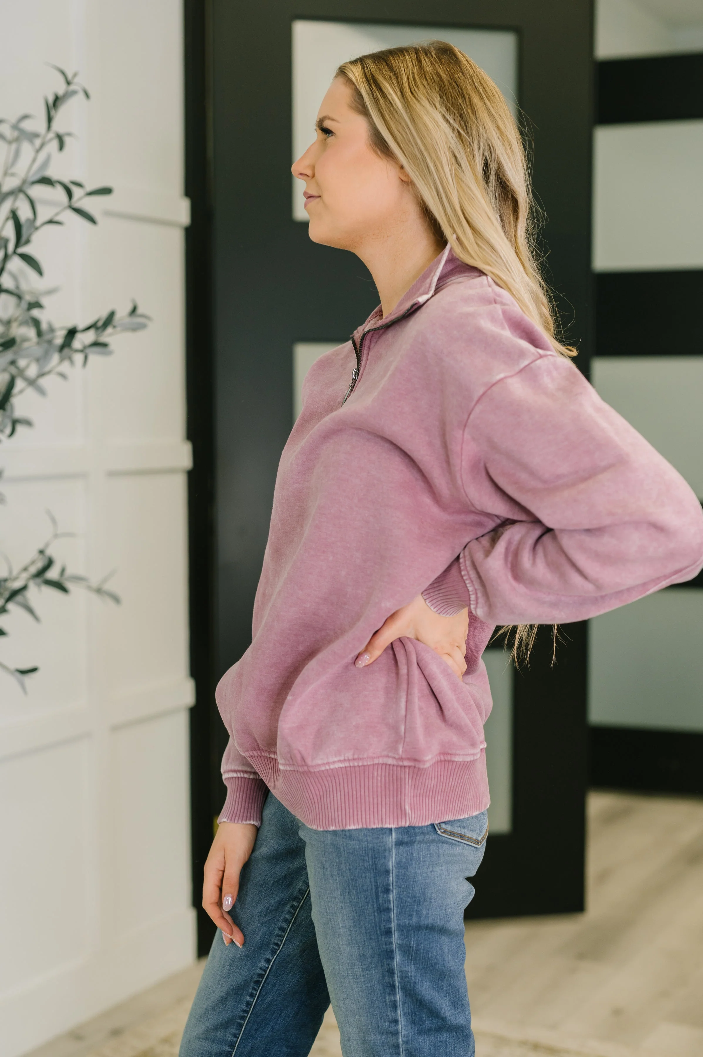 You Should Know Half Zip Pullover in Light Rose - Image 4