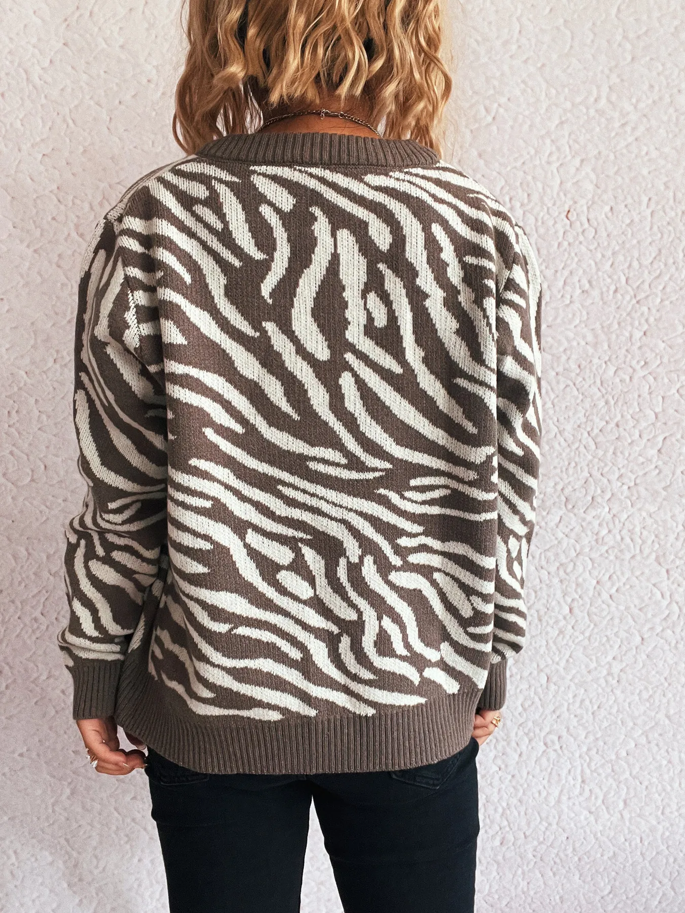 Zebra Print Zip Up Cardigan - Image 16