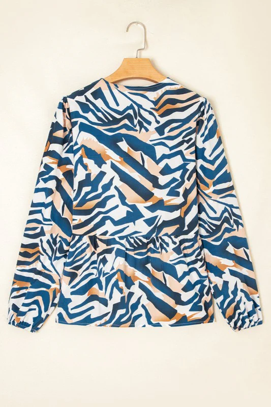 Zebra Tied Front Puff Sleeve Top - Image 3