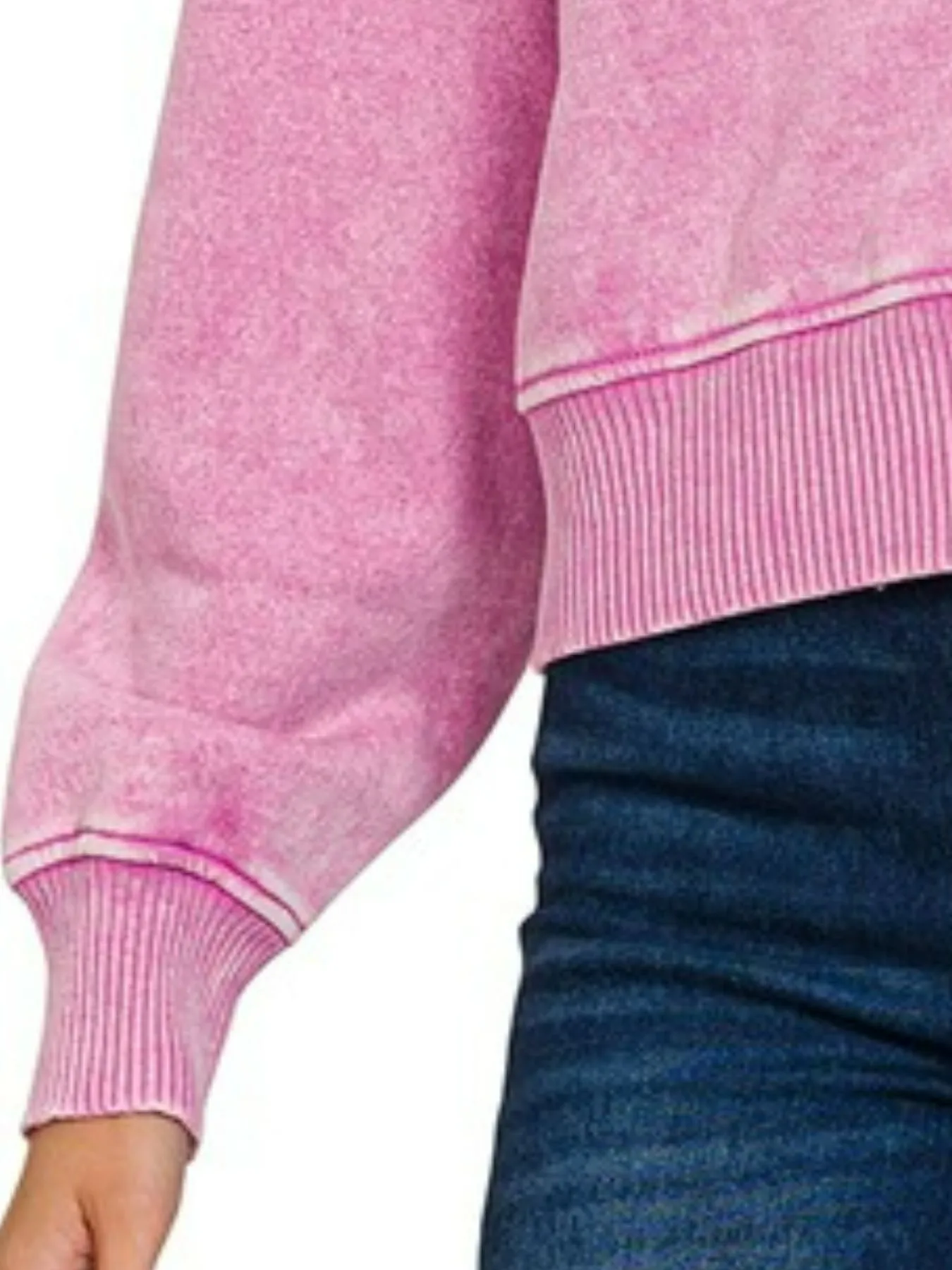 Zenana Acid Wash Fleece Drawstring Cropped Hoodie - Image 3