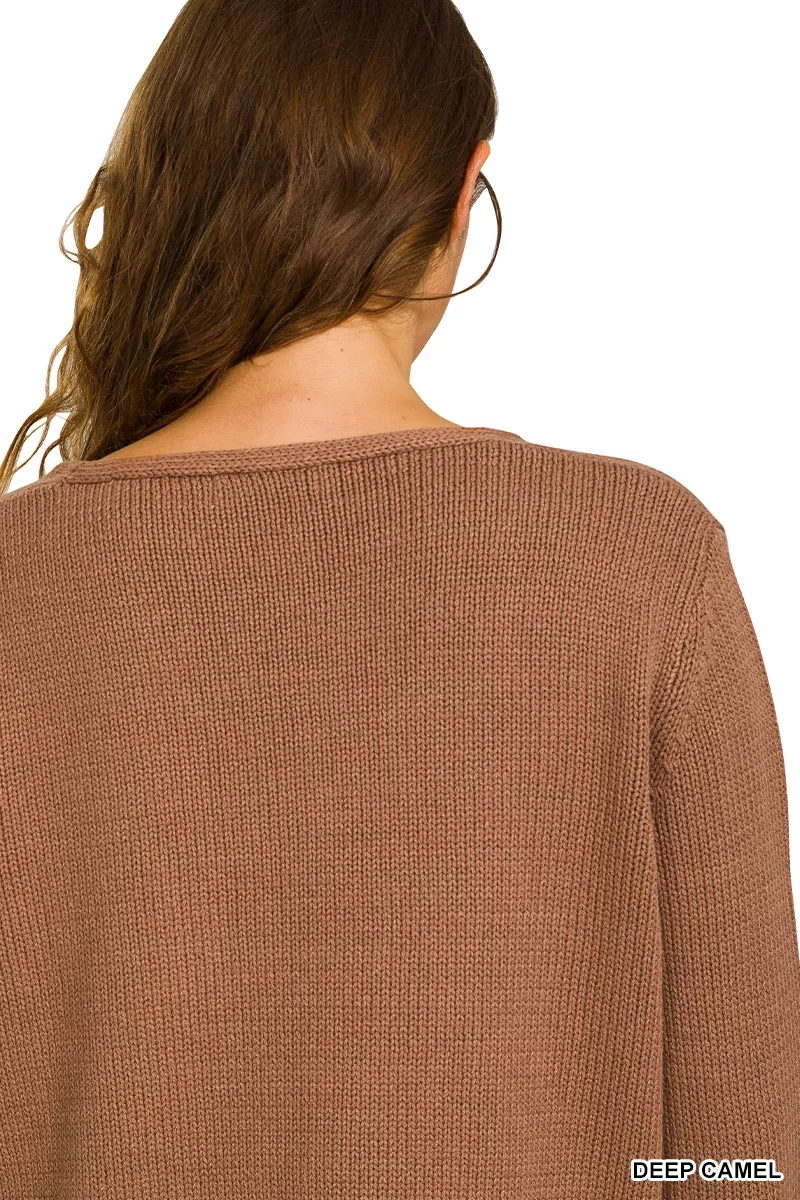 Zenana Beach V Neck Sweater - Image 3