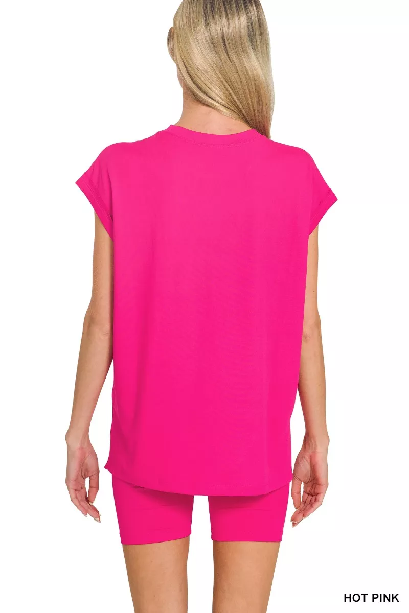 Zenana Brushed Dty Microfiber Top & Biker Shorts - Image 13