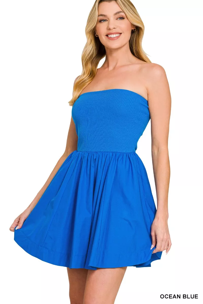 Zenana Combined Knit Tube Top Flare Mini Dress - Image 2
