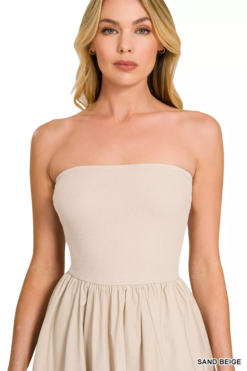 Zenana Combined Knit Tube Top Flare Mini Dress - Image 2