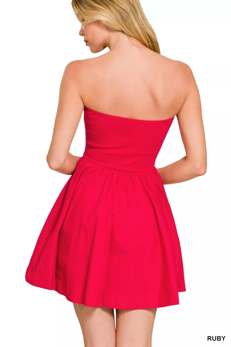 Zenana Combined Knit Tube Top Flare Mini Dress - Image 3