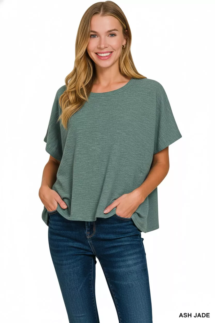 Zenana Cotton Slub Oversize Tee - Image 3