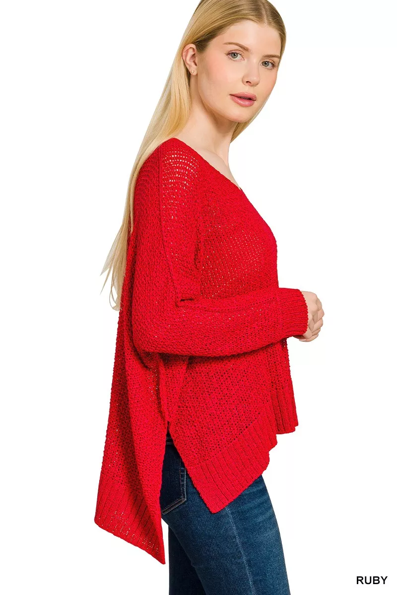Zenana Dolman Sleeve V-Neck Sweater - Image 2