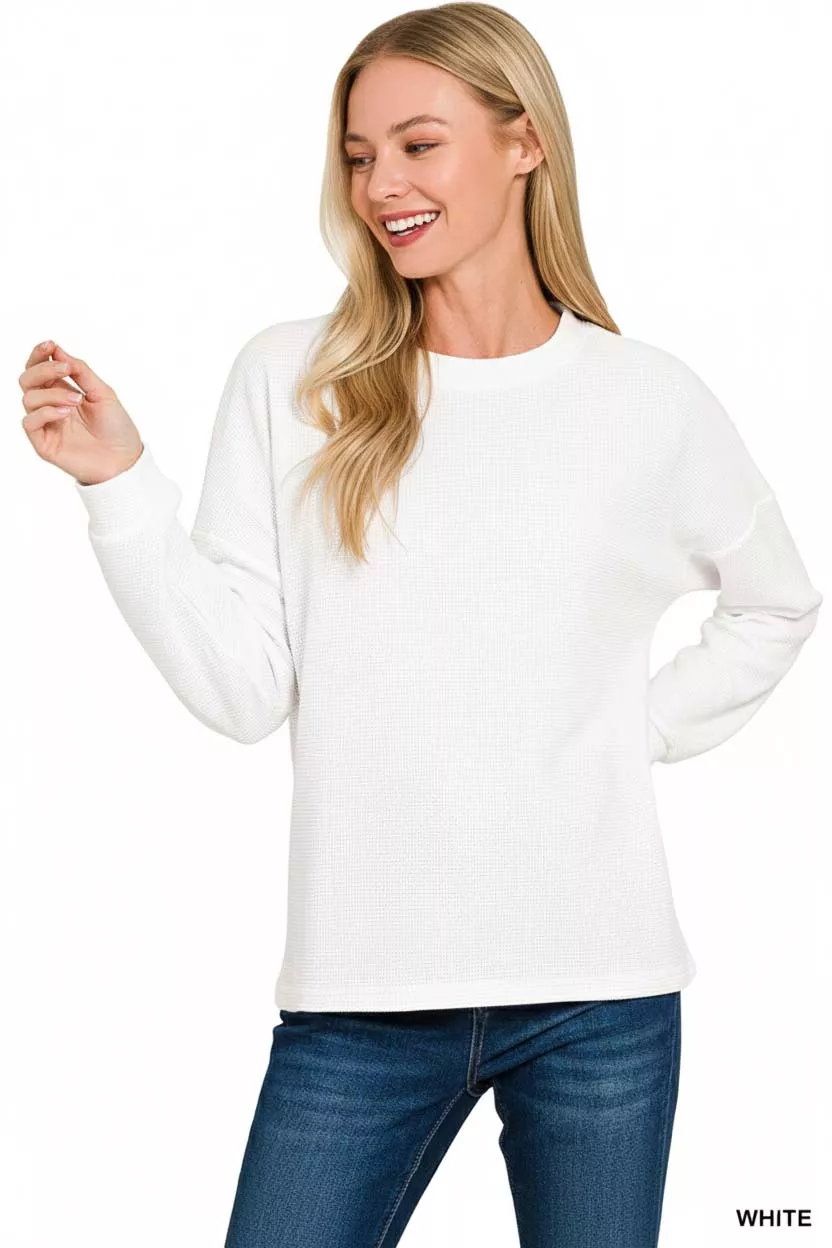 Zenana Double Knit Round Neck Long Sleeve Top - Image 3