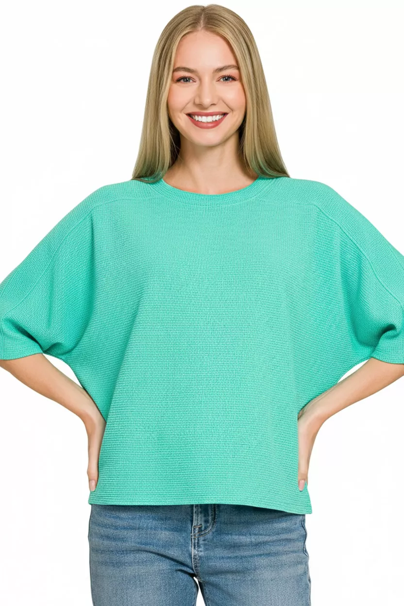 Zenana Double Knit Short Sleeve Top - Image 3