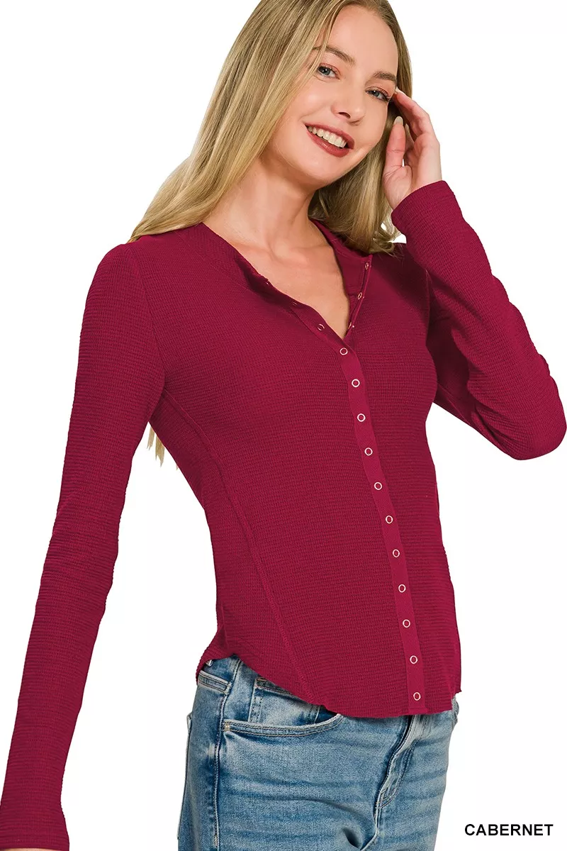 Zenana Double Knit Snap Button Shirts - Image 3