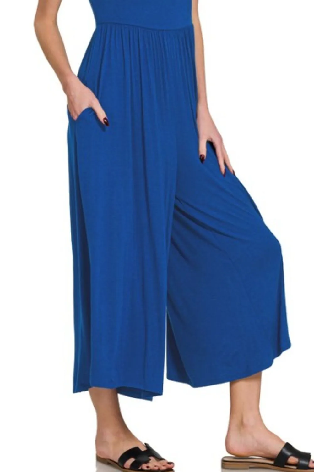 Zenana Double Layered Short Sleeve Jumpsuits - Image 2