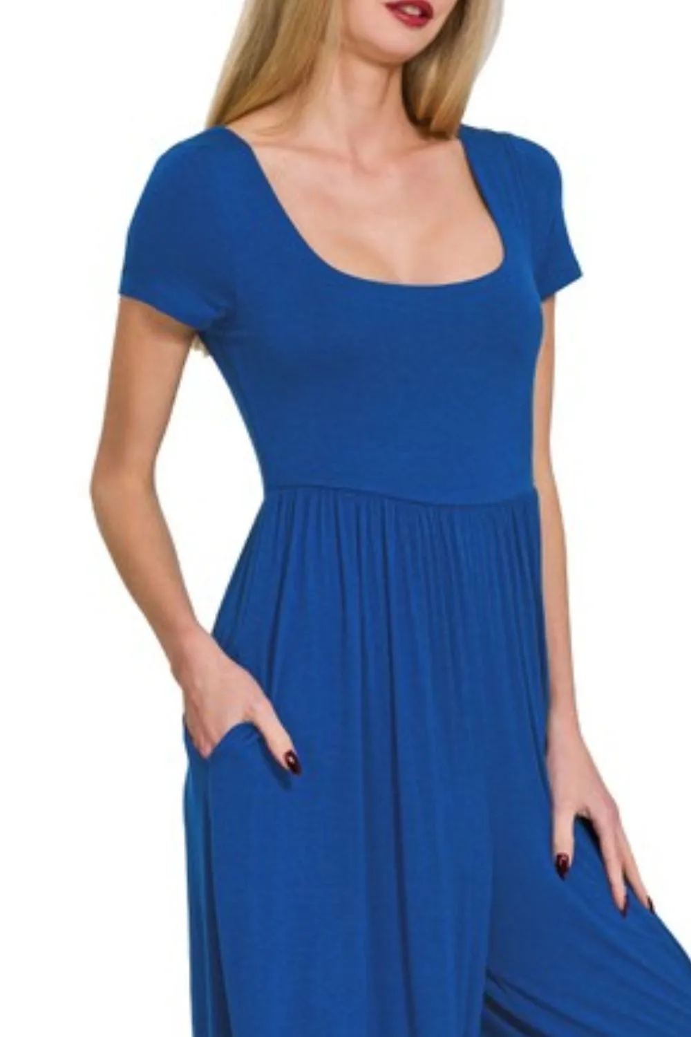 Zenana Double Layered Short Sleeve Jumpsuits - Image 3