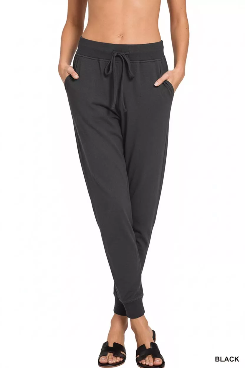 Zenana Drawstring Cotton Joggers with Pockets - Image 2