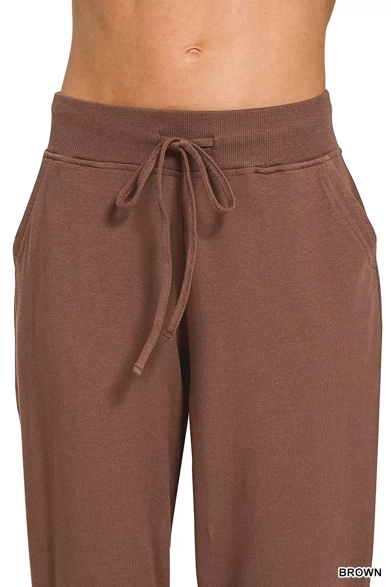 Zenana Drawstring Cotton Joggers with Pockets - Image 3